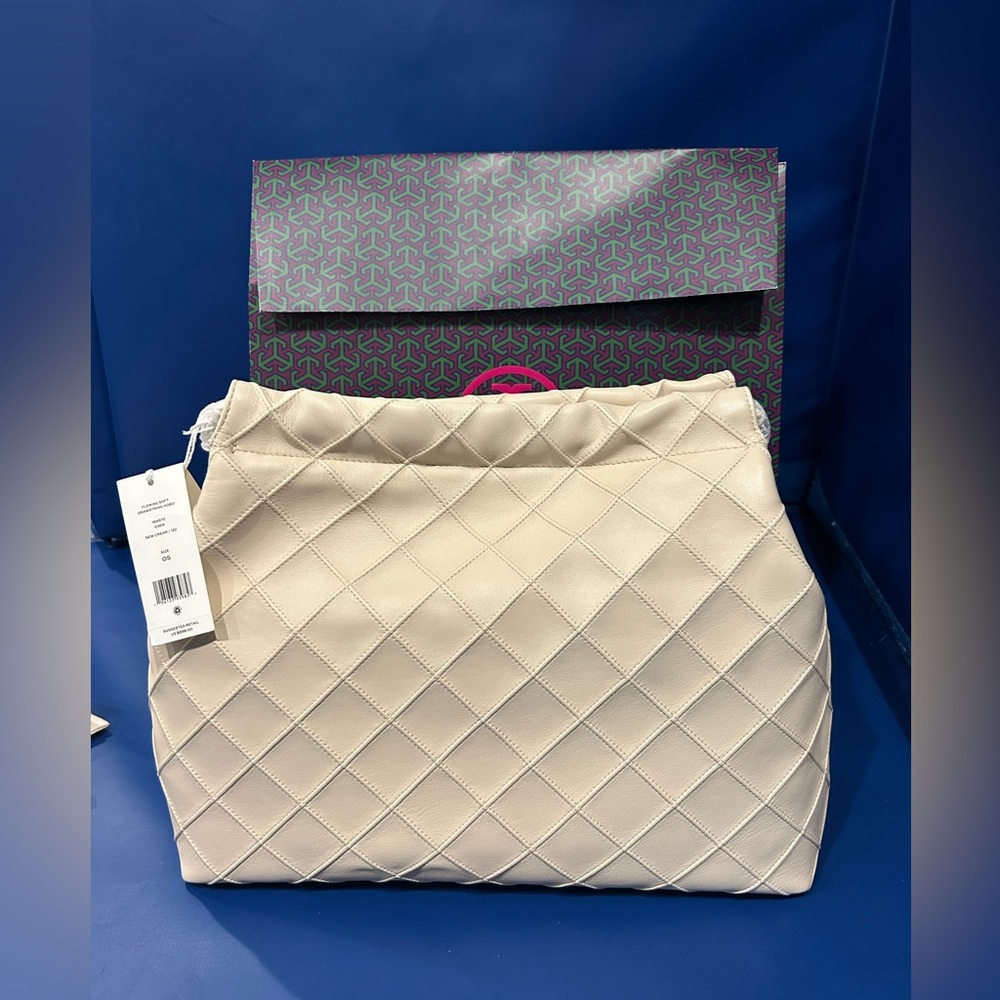Tory Burch cream hobo bag with gold hardware